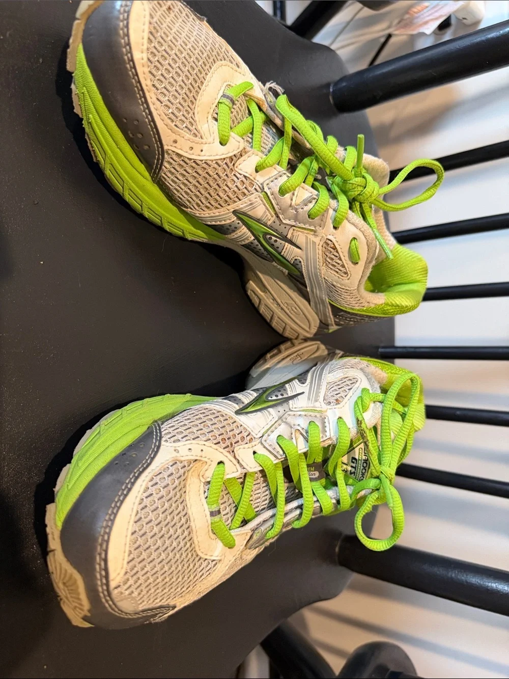 Brooks Women's GTS Adrenaline Neon Green, White, and Gray Running Sneakers - Picture 1 of 12